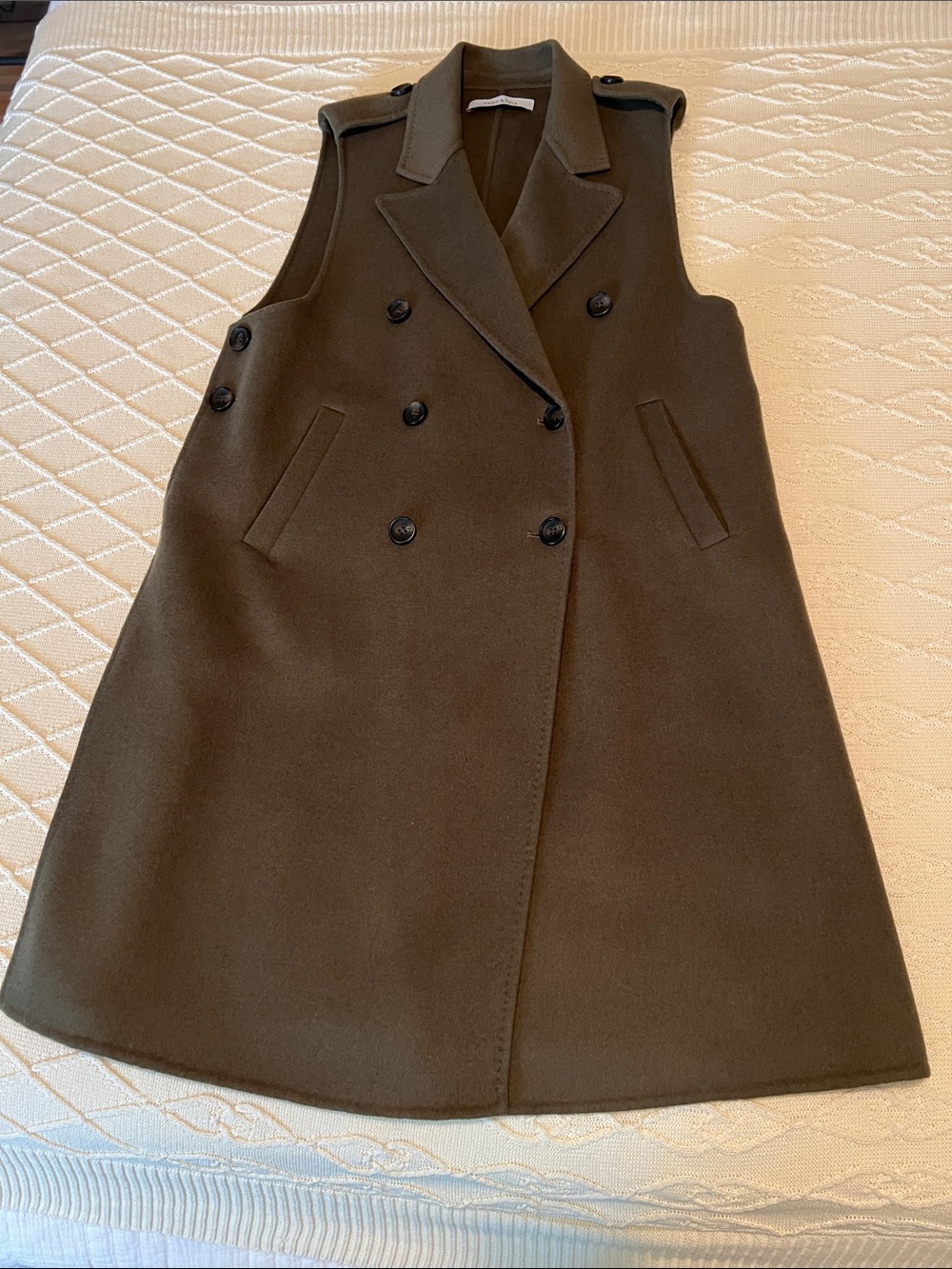 Sleeveless Double-Breasted Wool Cashmere Blend Coat by Emma & Gaia size M